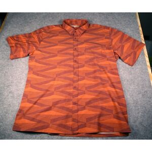 He'olu Lifestyle Collections Mens 3XL Orange Geometric Tribal Button Down Shirt